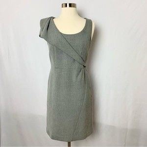 LOFT Size 2 Grey Ruffle Accent Sleeveless Sheath Dress